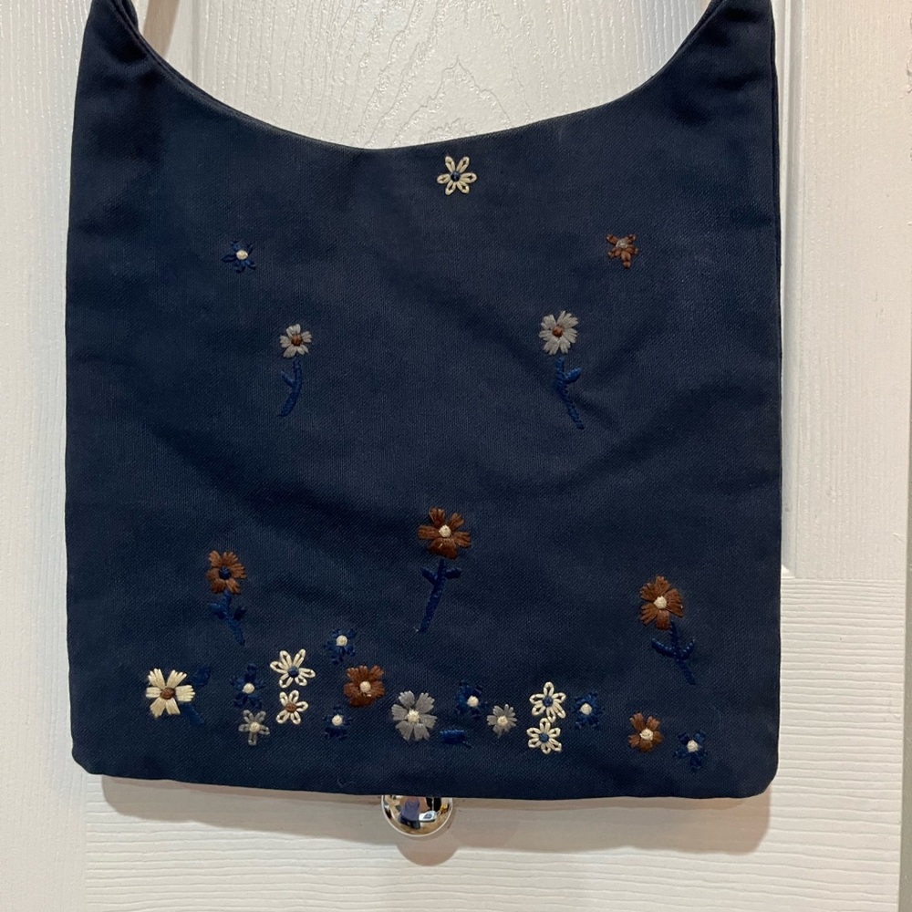 GAP Floral Embroidered Navy Shoulder Bag